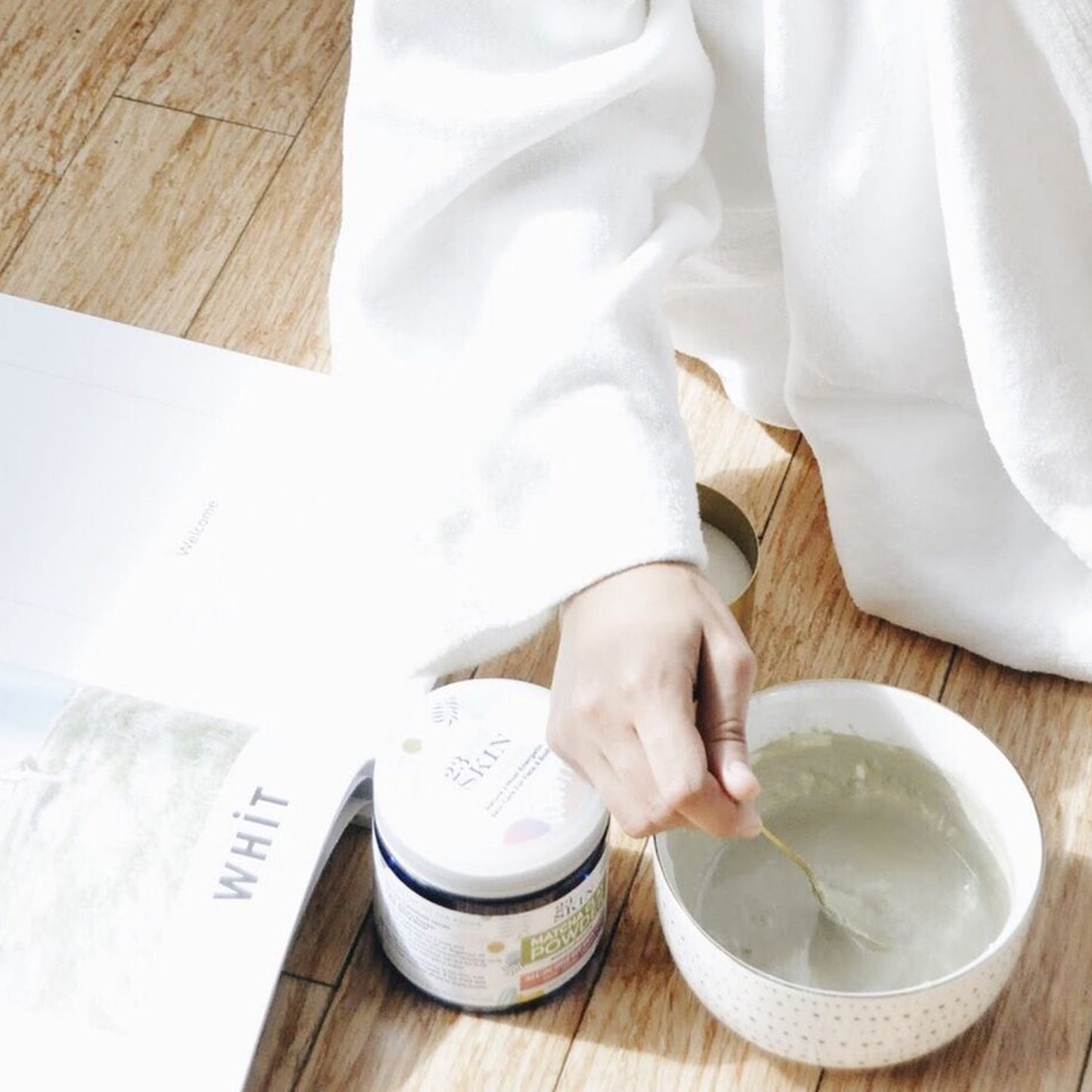 Polvo de arcilla matcha